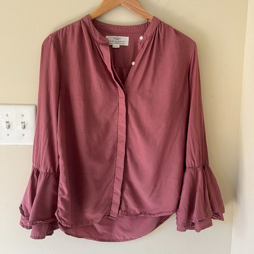 Birds of Paradis by Travota Victoria Bell Sleeves Blouse, Terracotta, Size XS